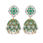 Load image into Gallery viewer, Emerald Gold Diamond Jhumkis