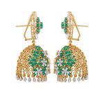Load image into Gallery viewer, Emerald Gold Diamond Jhumkis