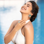 Load image into Gallery viewer, Emerald Halo Earrings