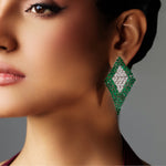 Load image into Gallery viewer, Emerald Rhombus Earrings
