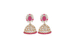 Load image into Gallery viewer, Rosy Uncut Polki Jhumkas
