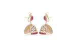 Load image into Gallery viewer, Rosy Uncut Polki Jhumkas
