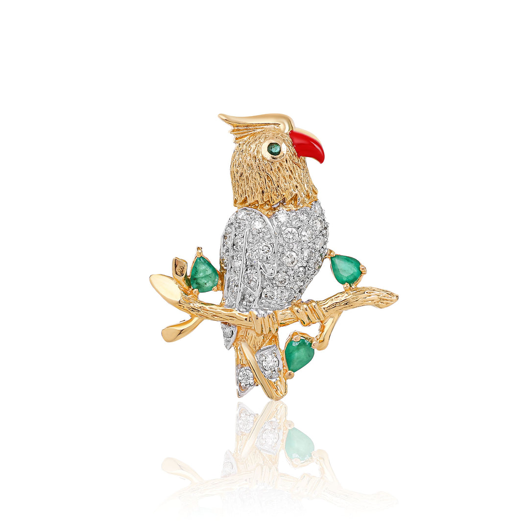 Jeweled Parrot Brooch