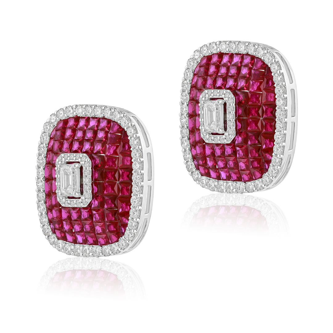Ruby Cushion Earrings