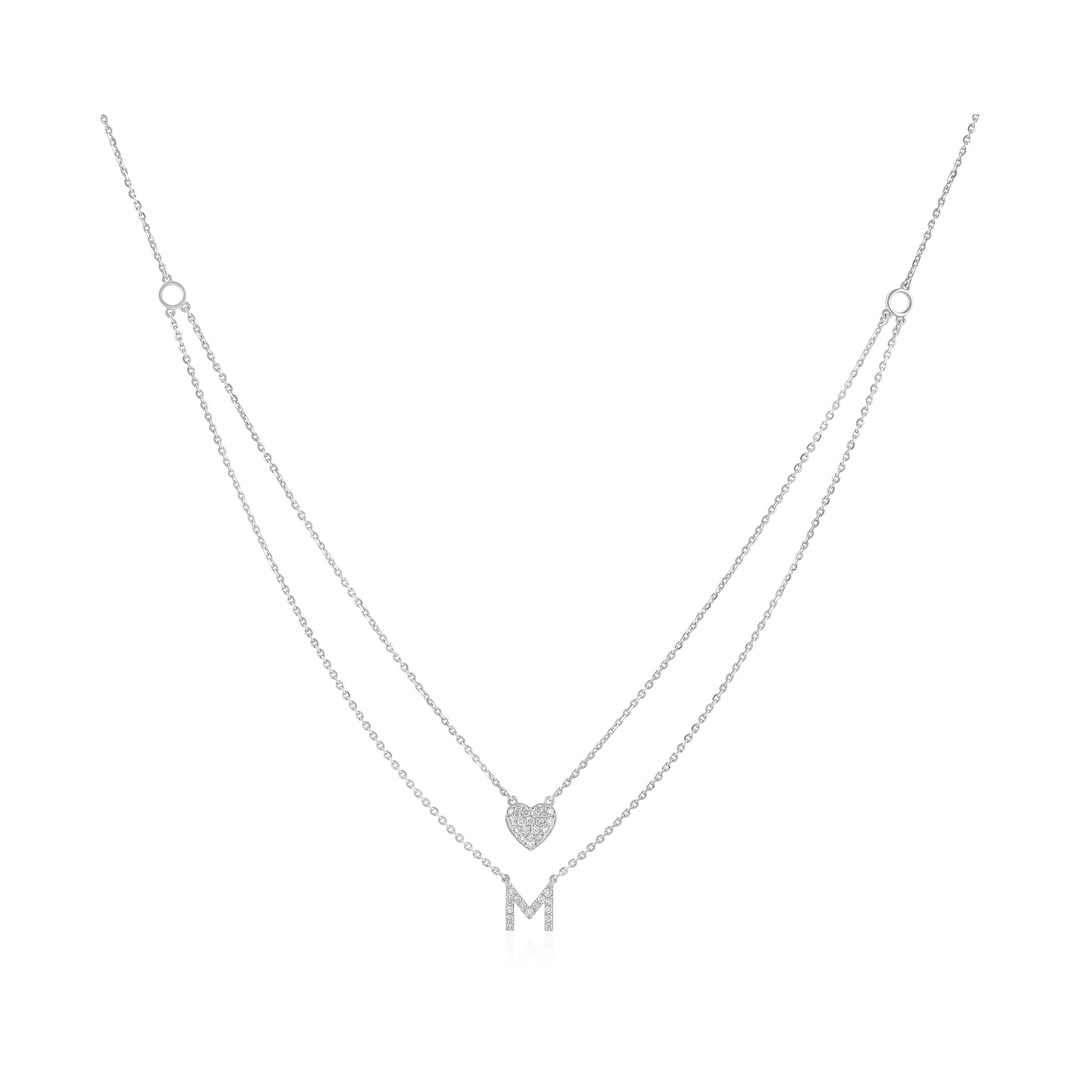 Hear Initial  Necklace