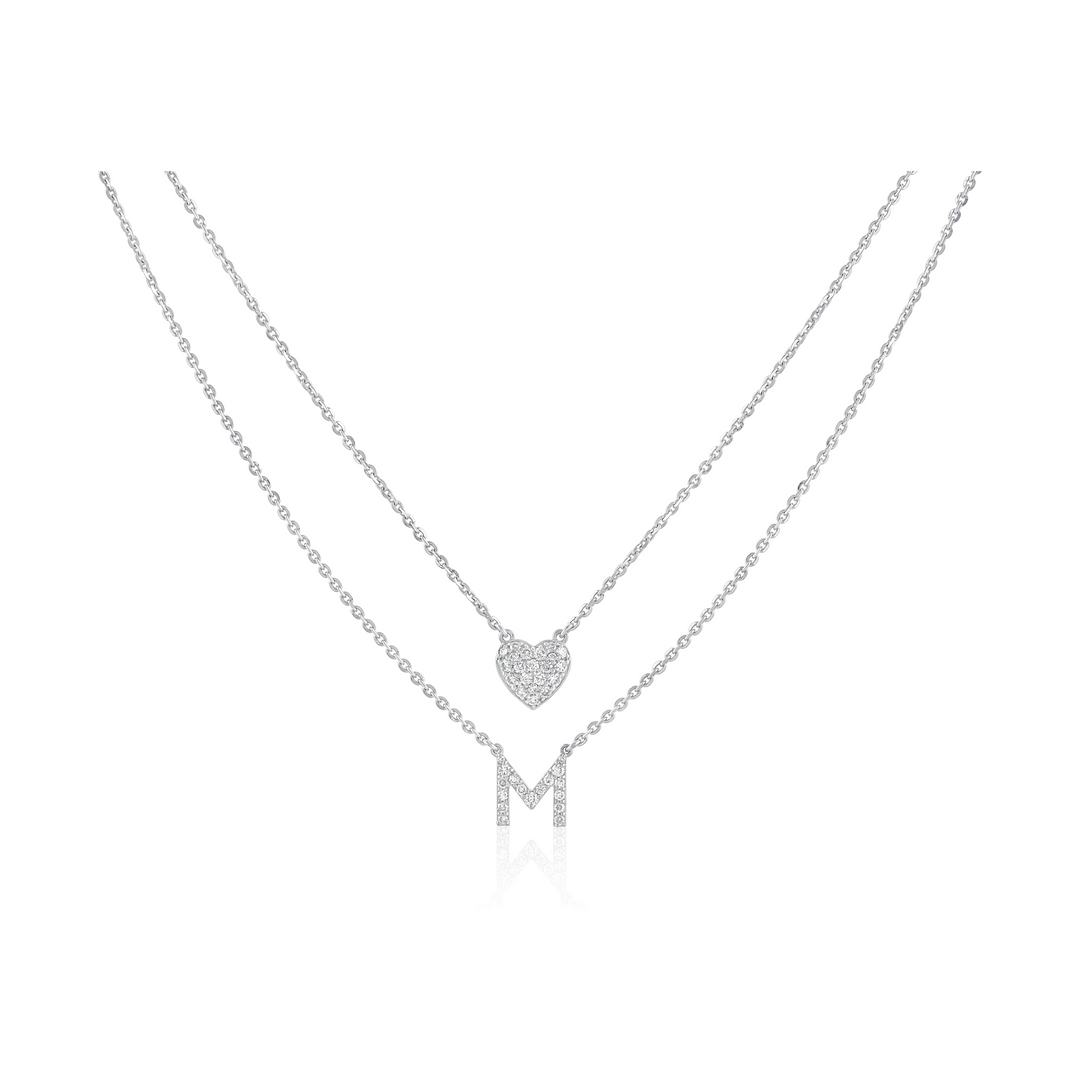Hear Initial  Necklace