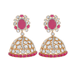 Load image into Gallery viewer, Rosy Uncut Polki Jhumkas
