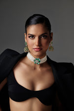Load image into Gallery viewer, Emerald Gold Diamond Jhumkis
