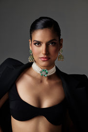 Emerald Gold Diamond Jhumkis