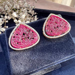 Load image into Gallery viewer, Pear Ruby Earrings
