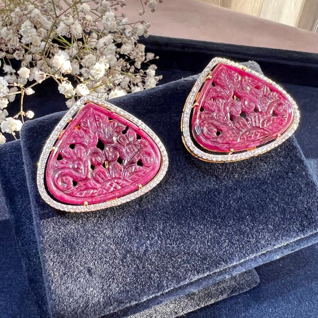 Pear Ruby Earrings