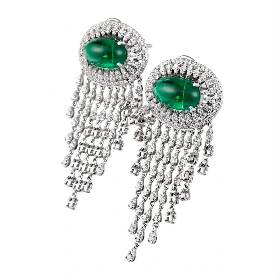 Green chandelier earring