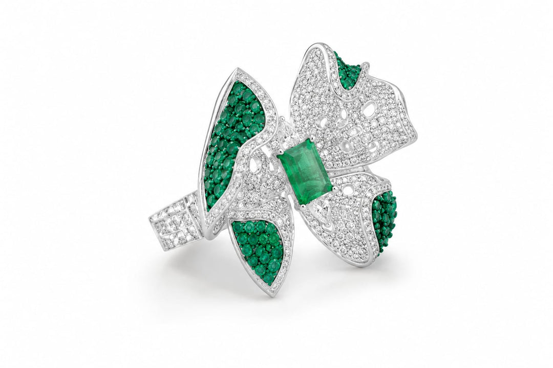 Emerald Petal Ring